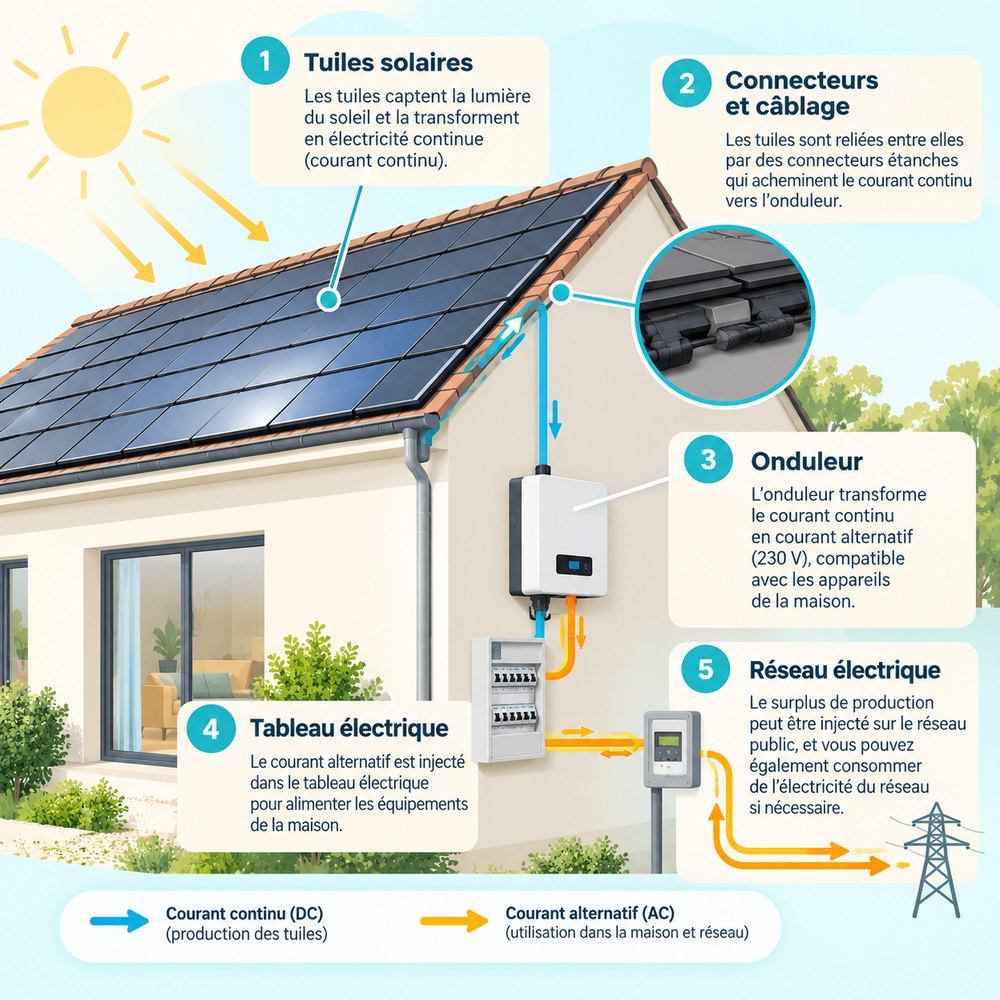 fonctionnement tuiles solaires