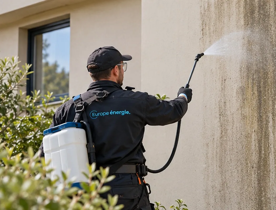 Traitement biocide façade