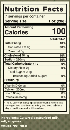 Shredded Smoked Gruyere Nutrition
