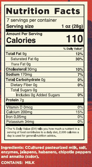 Shredded Spicy Gouda Nutrition