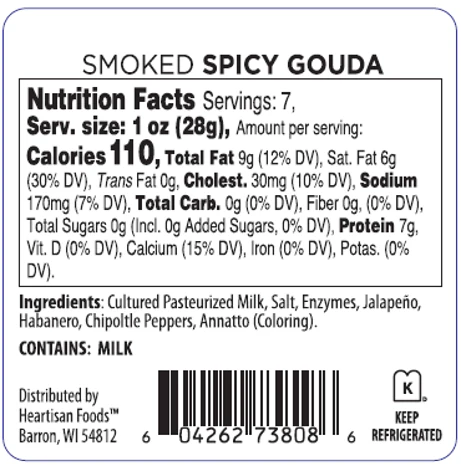 Spicy Smoked Gouda Nutrition