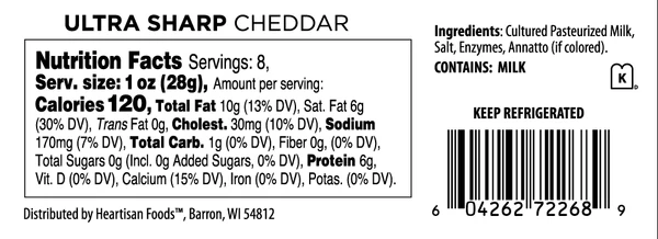Ultra Sharp Cheddar Nutrition