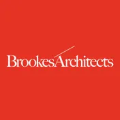 Logo of Brookes Architects on red background