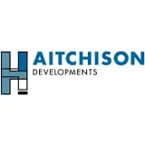 Logo of Aitchison with blue text and H symbol