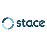 Logo with the word "Stace" in blue