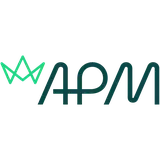 Logo with green "APM" Cyrillic text and crown icon