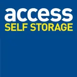 Logo of Access Self Storage in blue and yellow