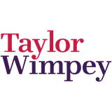 Taylor Wimpey logo with red and purple text