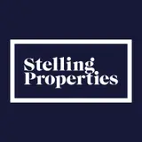 Logo of "Stelling Properties" in white on navy blue
