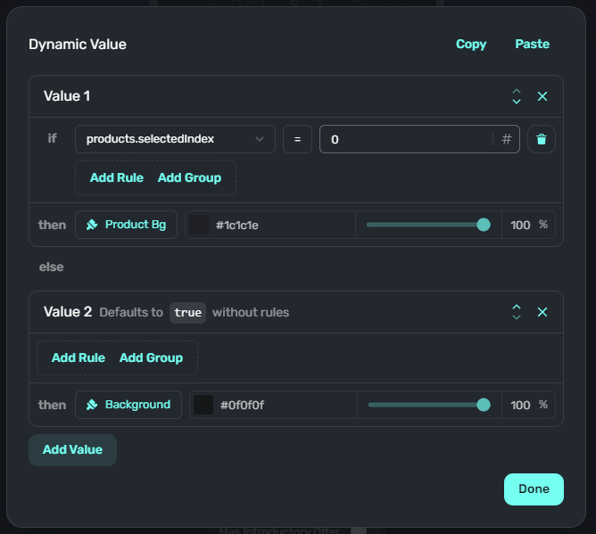 Superwall editor dynamic values