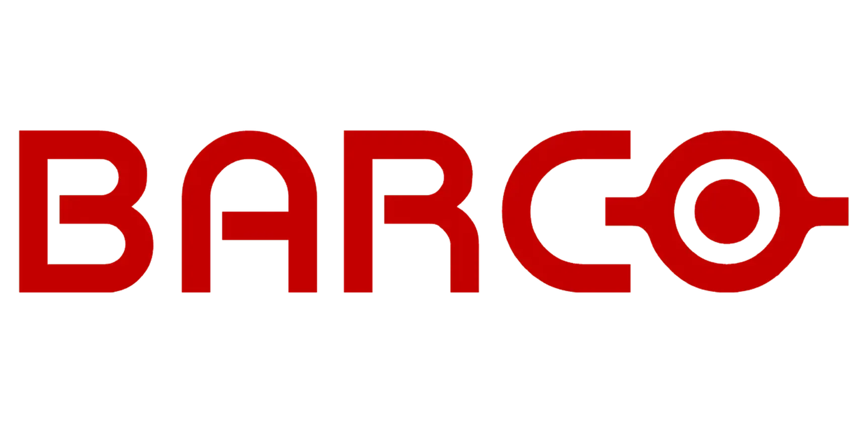 Red "BARCO" logo with stylized letters on a transparent background.