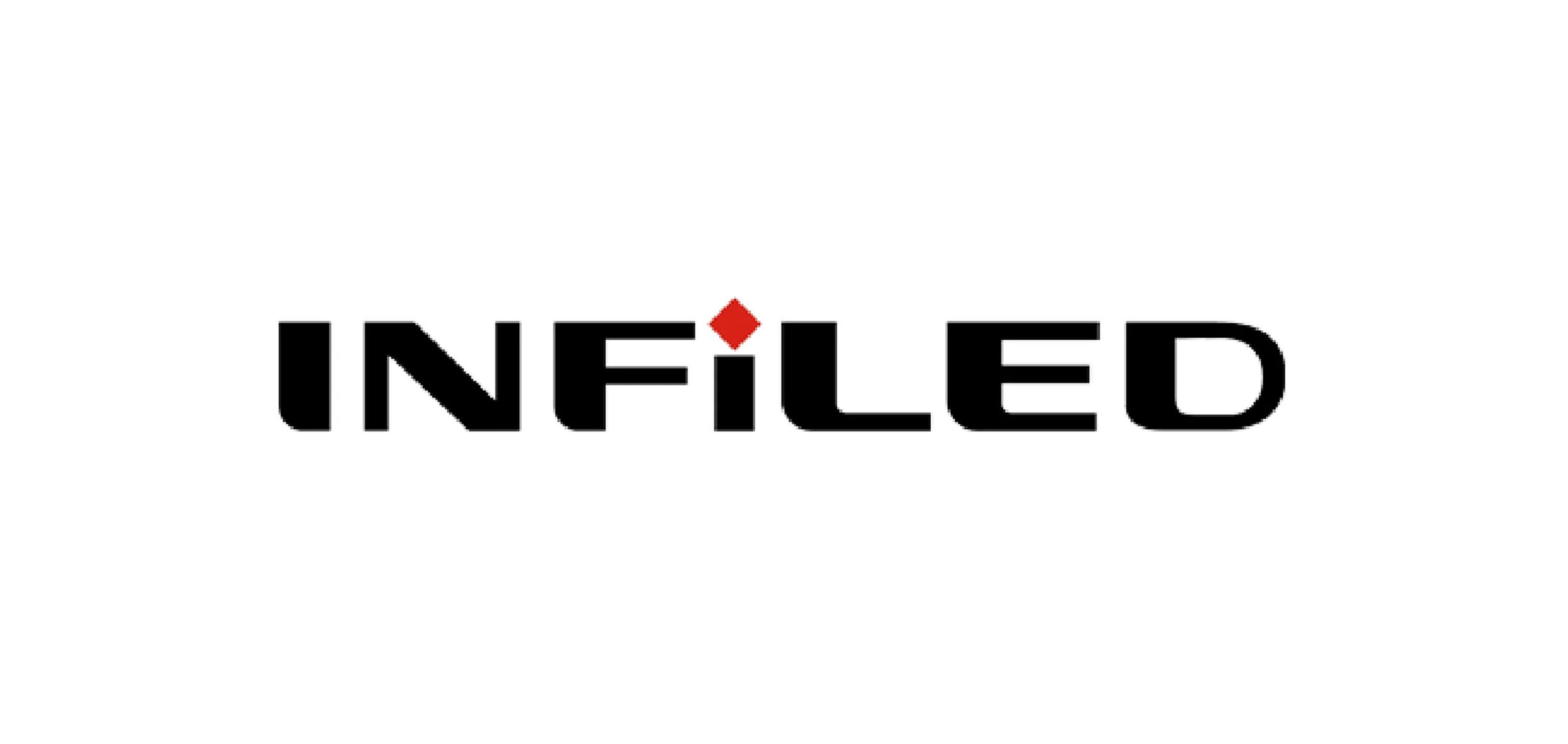 "INFILED" logo with a red diamond symbol above the letter F, on a white background.