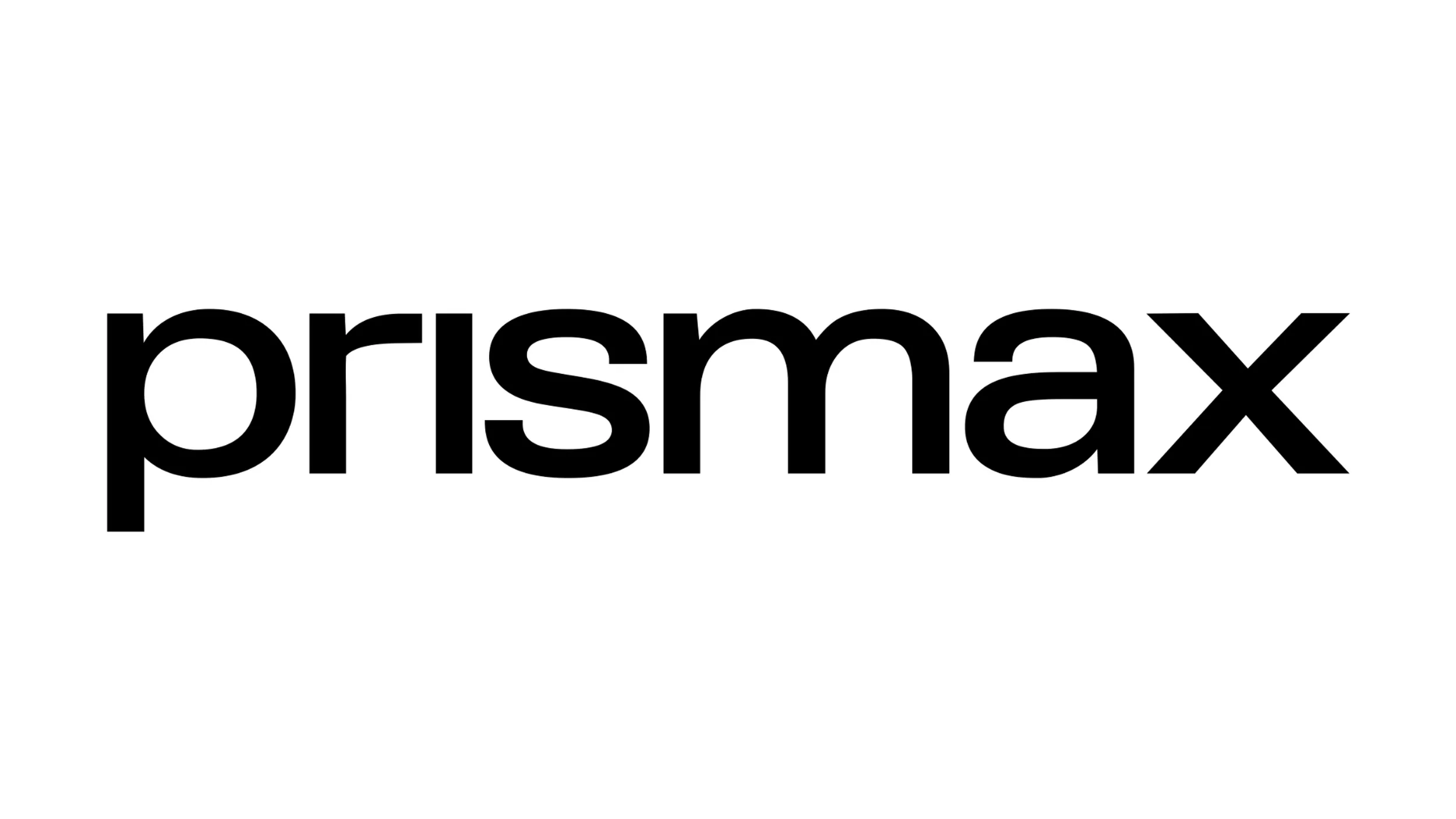 The image features the word "prismax" in bold, lowercase black letters on a plain white background.