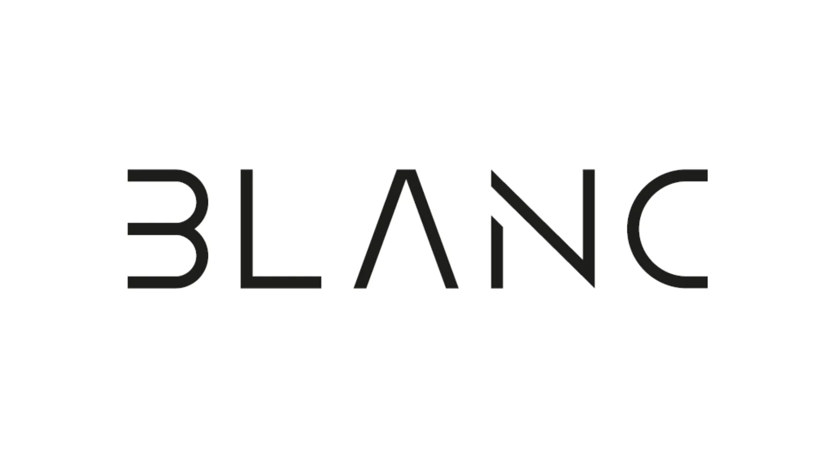 The image features the word "BLANC" in a modern sans-serif font with geometric styling, set against a plain white background.