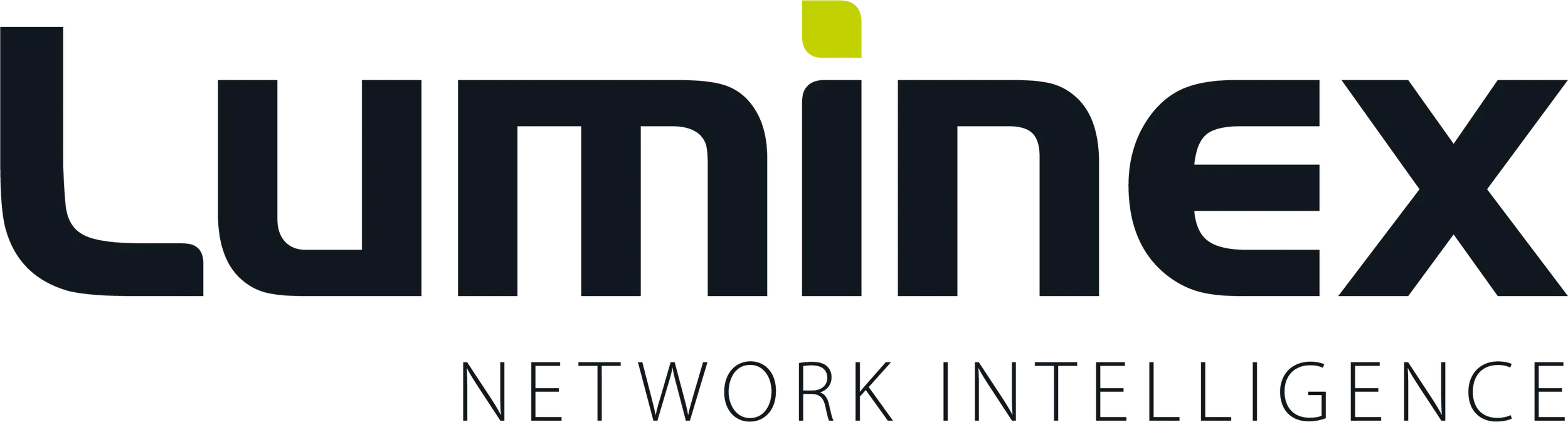 Logo of "Luminex Network Intelligence" in bold black text with a small green square above the letter "i" in "Luminex".