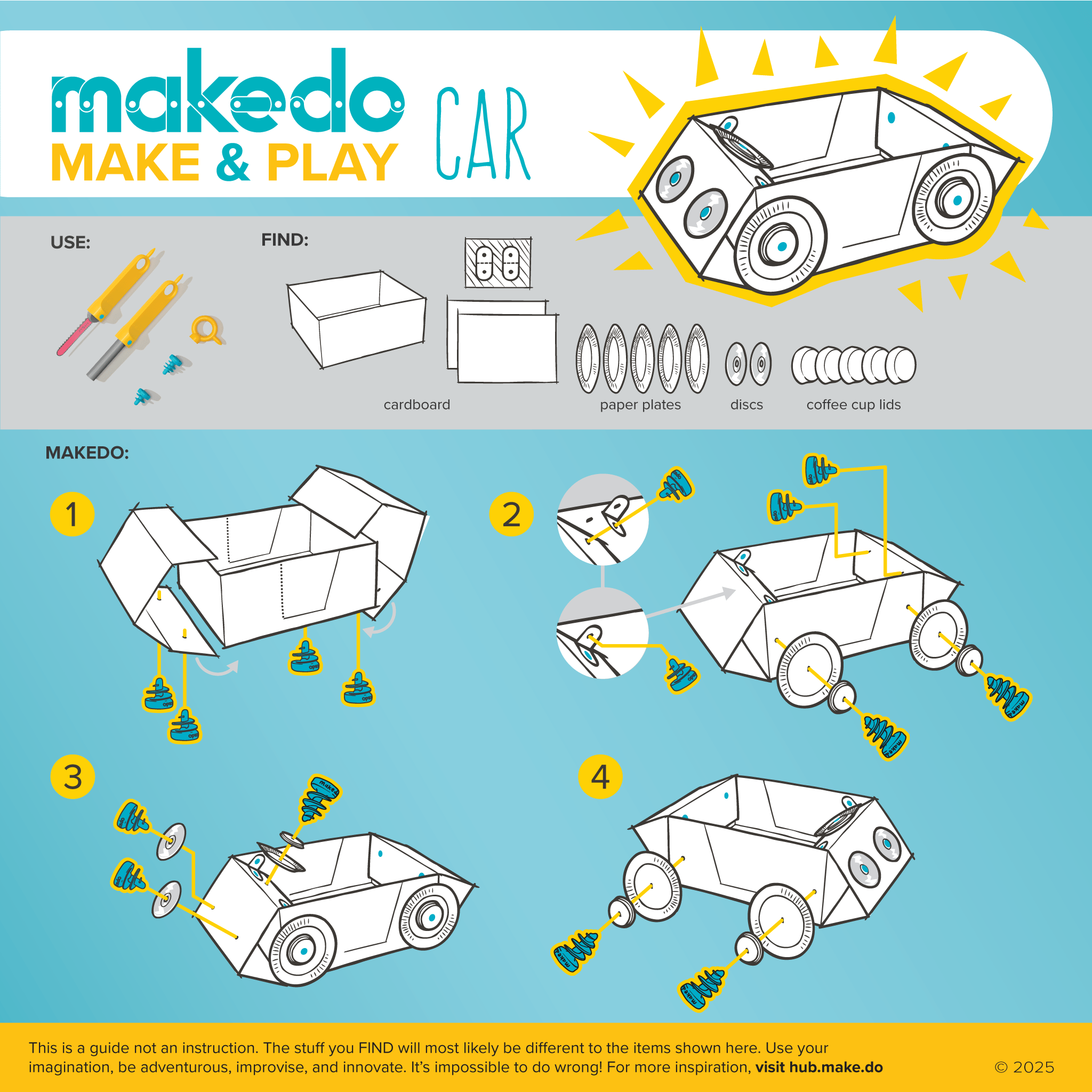 cardboard toy car assembly instructions infographic