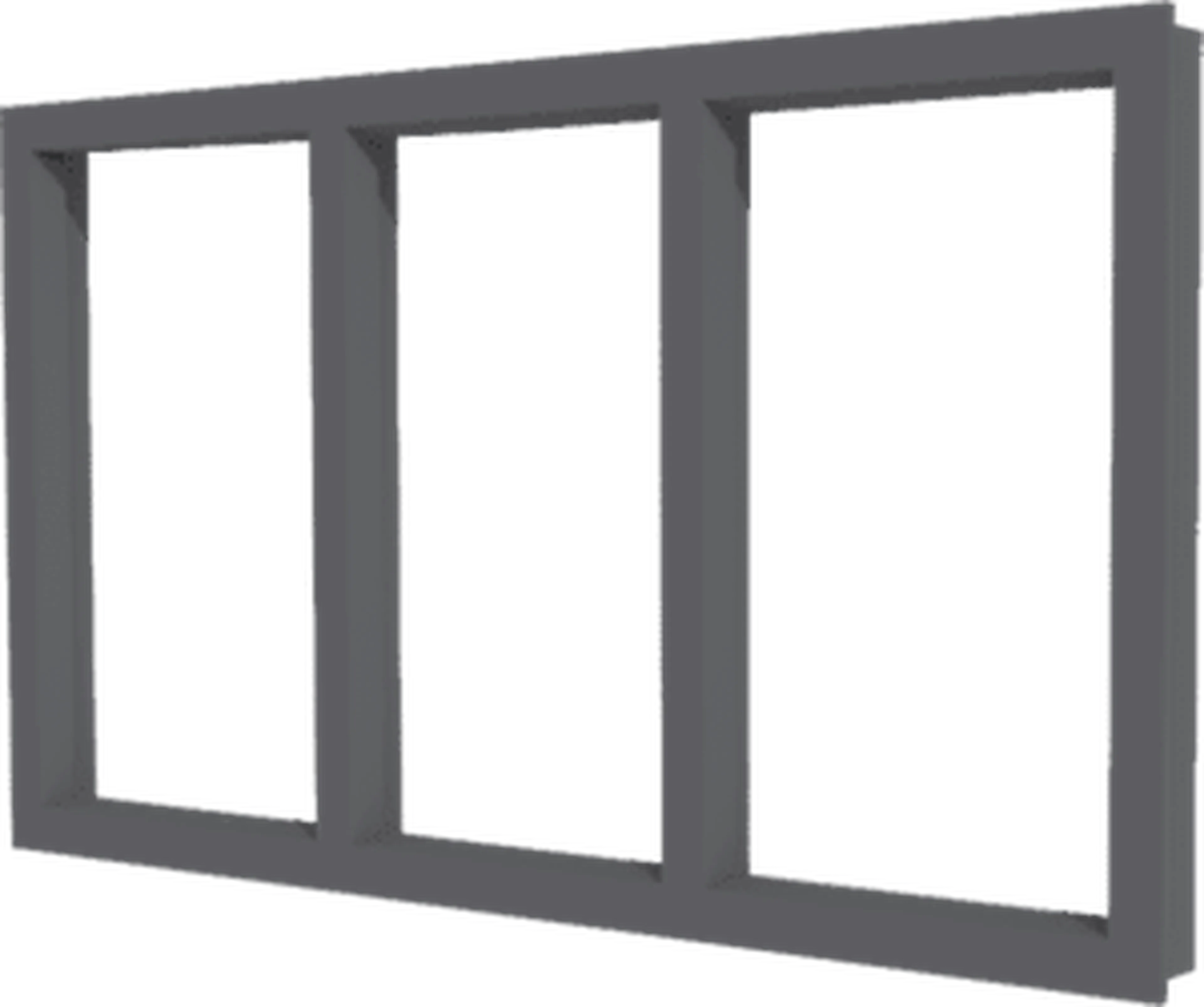 Vast glas | 3 vakken horizontaal | aluminium