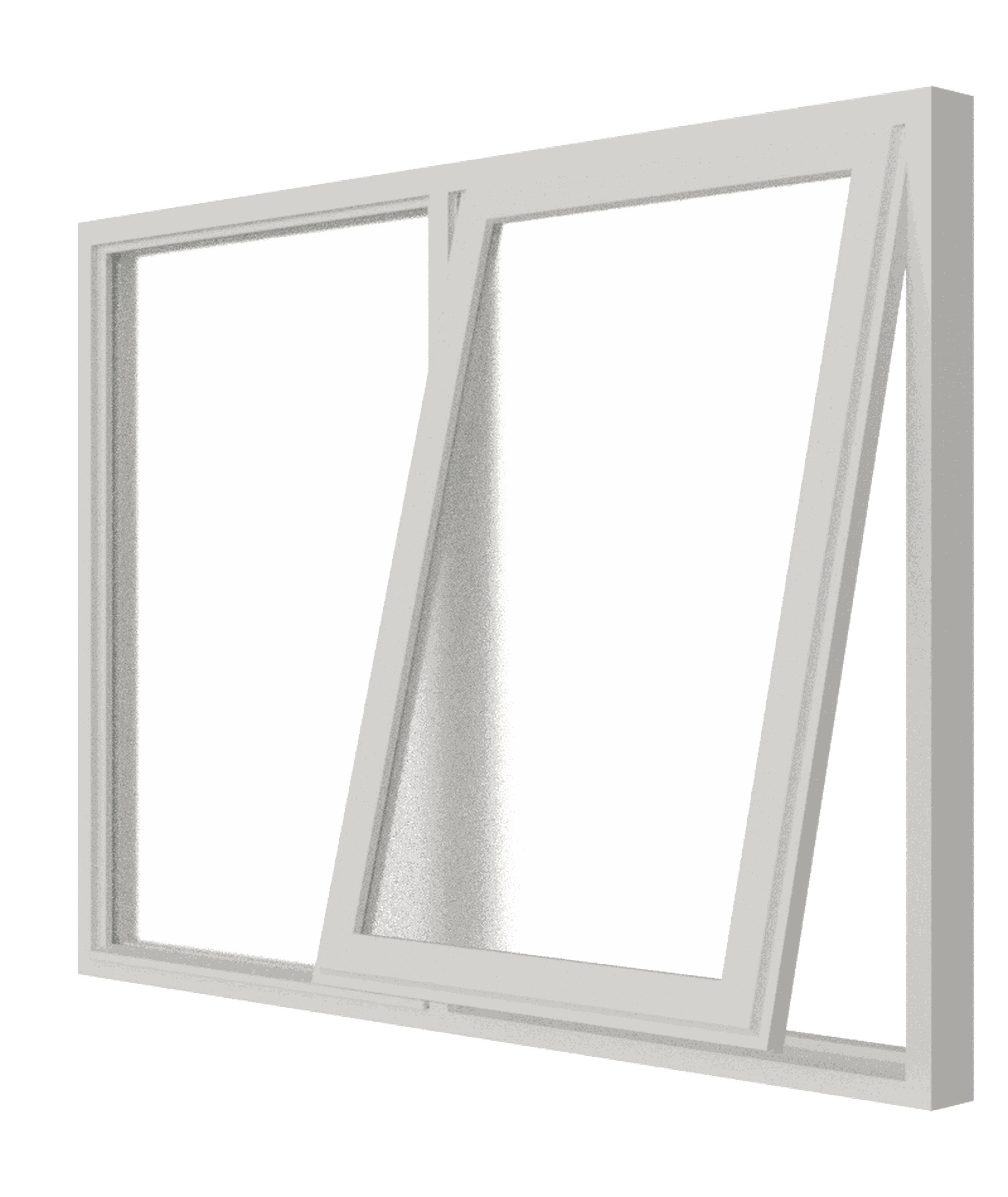 Uitzetraam (rechts) en vast glas | 2 vakken | hout