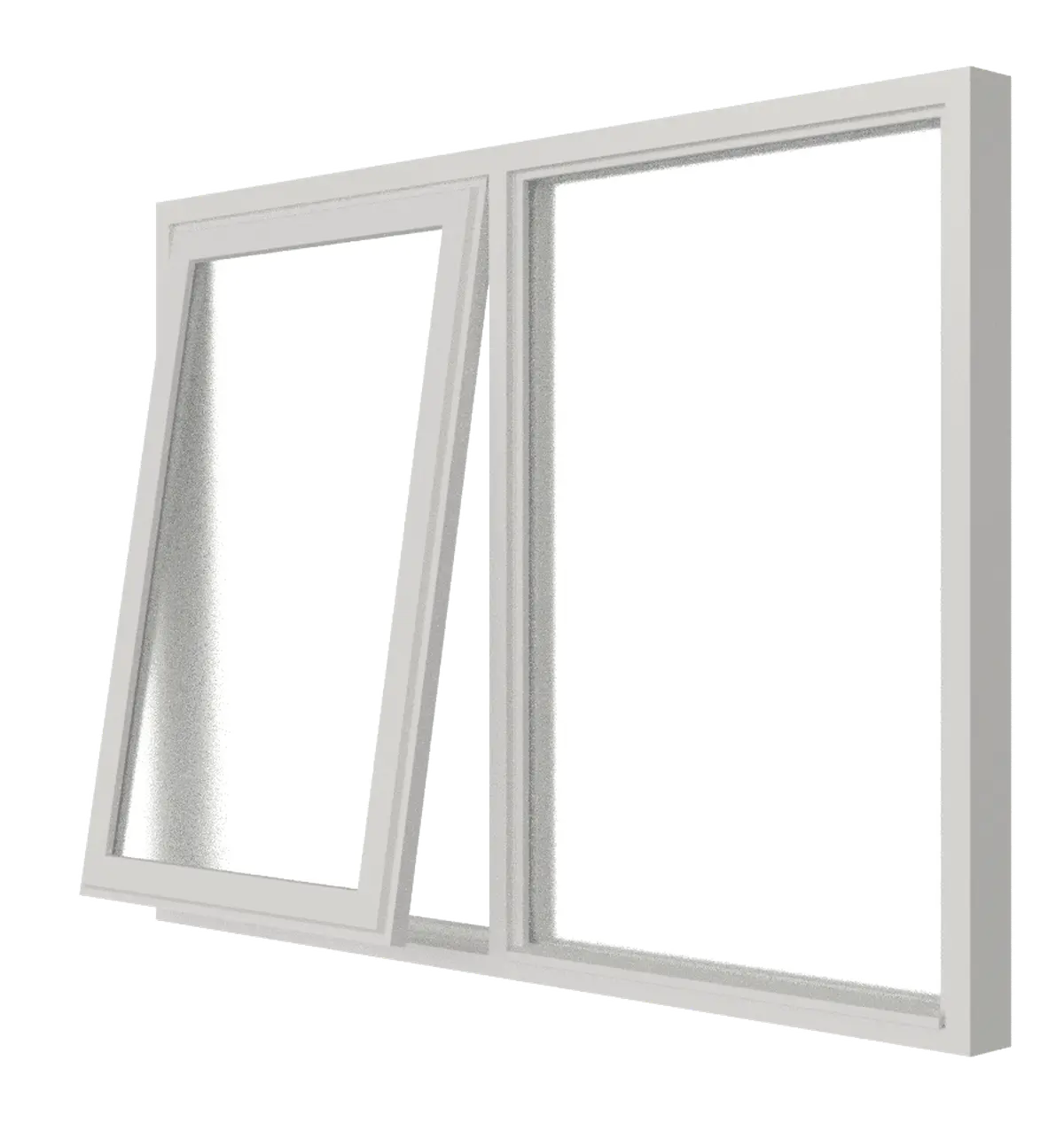 Uitzetraam (links) en vast glas | 2 vakken | hout