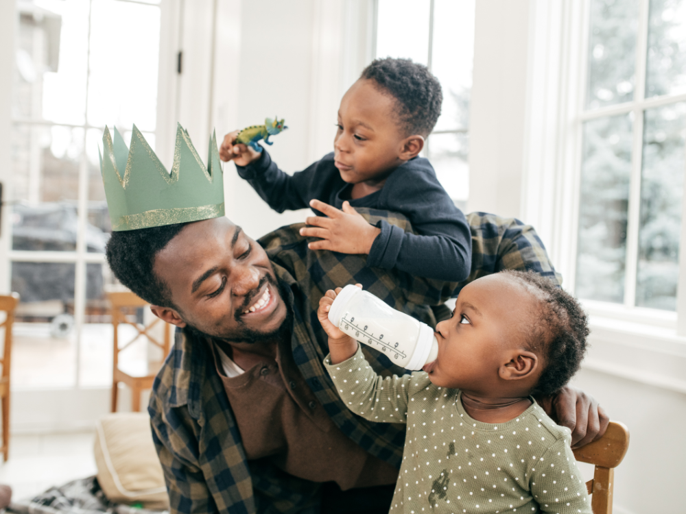 dad playing with kids