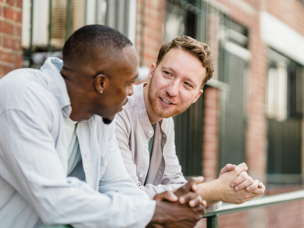 men talking