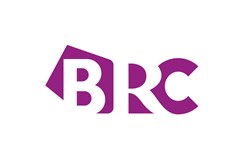 Purple BRC logo with stylized letters on a white background.