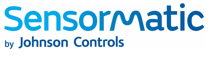 Sensormatic by Johnson Controls logo. "Sensormatic" in light blue, "by Johnson Controls" in dark blue on a white background.