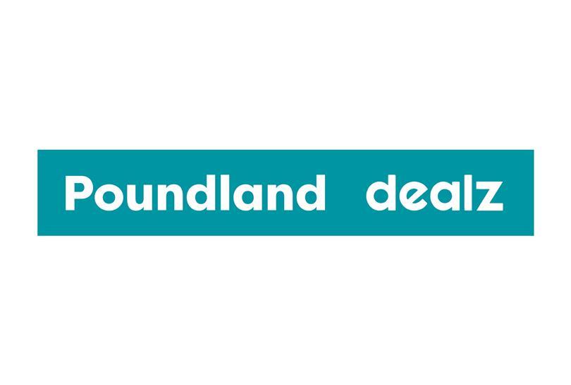 The Poundland dealz logo, featuring white text on a teal rectangular background.