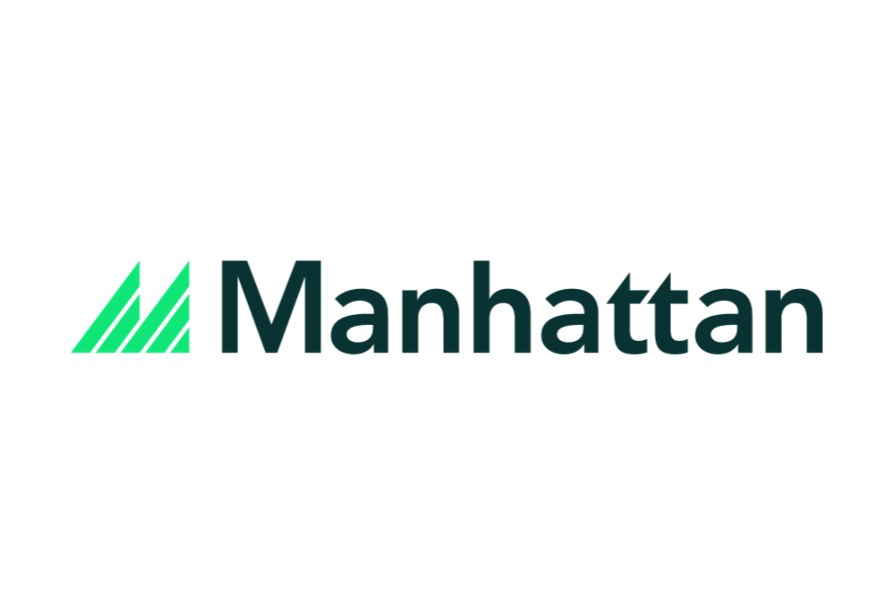 Manhattan logo with three ascending green bars followed by the word "Manhattan" in dark green text on a white background.