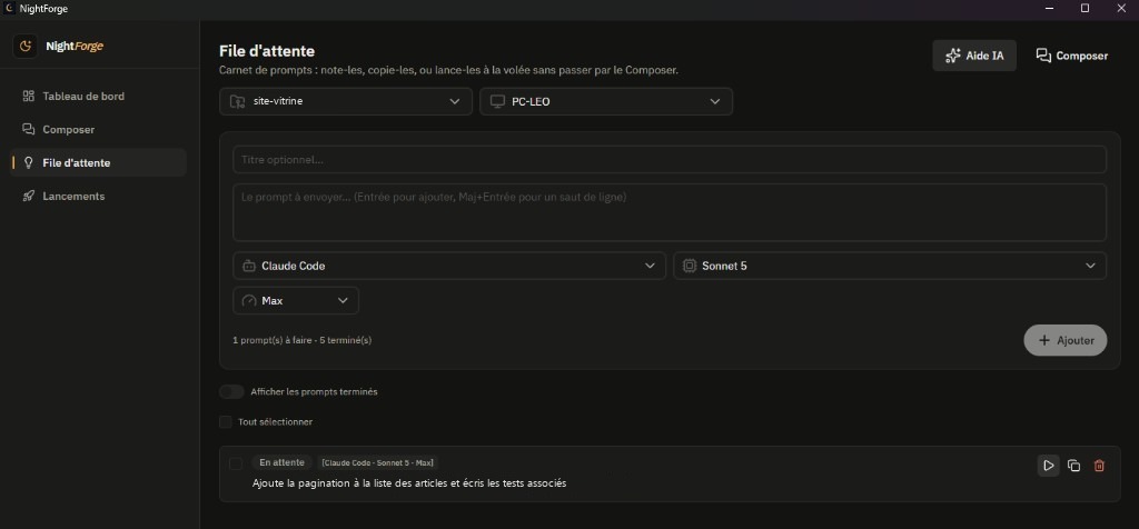 NightForge — Faire travailler Claude Code et Cursor en autonomie la nuit - Aperçu 2