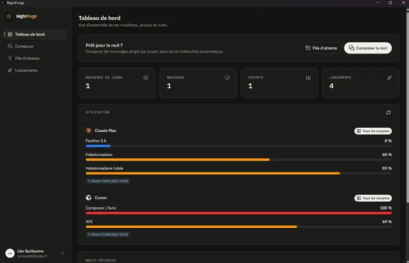 NightForge — Faire travailler Claude Code et Cursor en autonomie la nuit