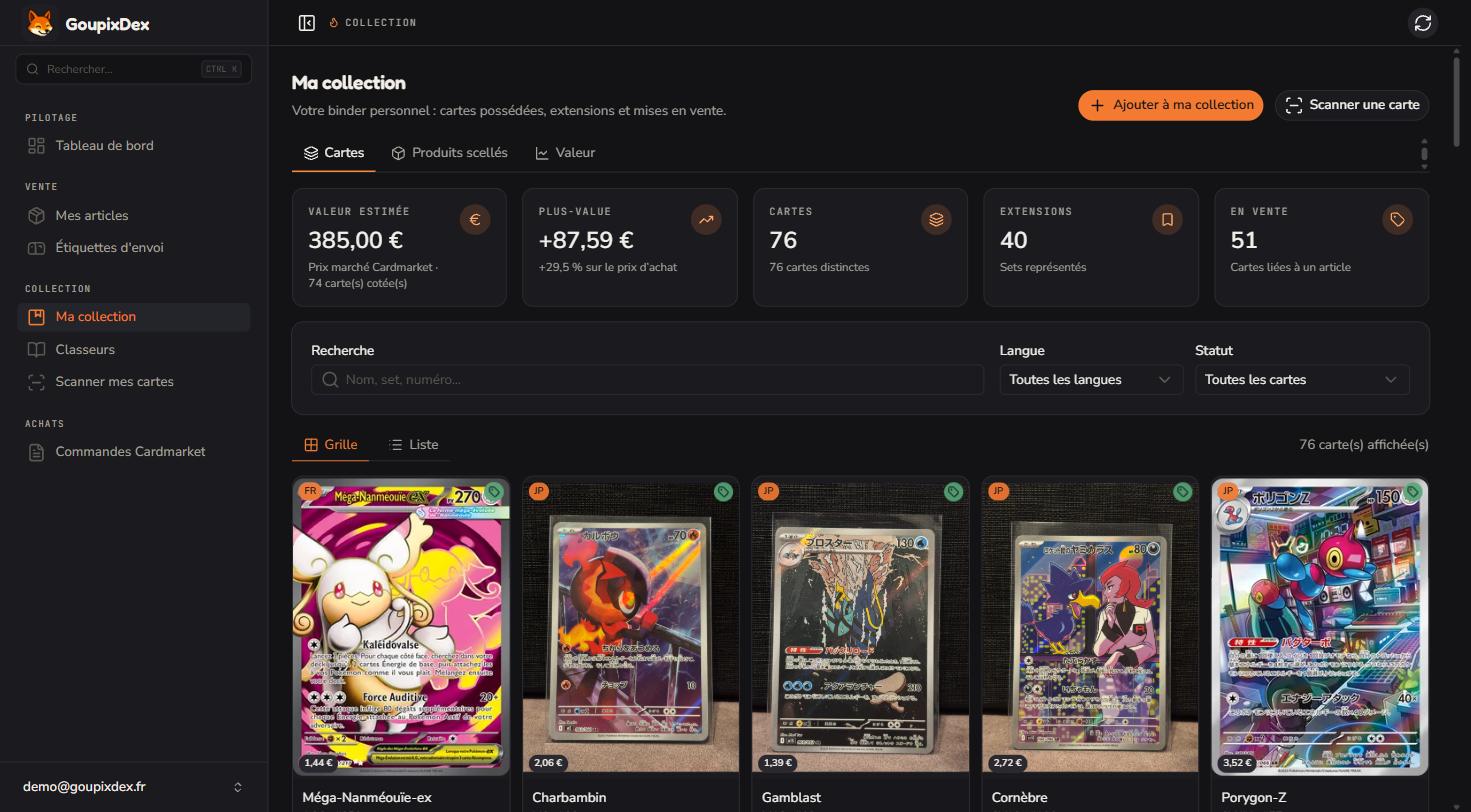 GoupixDex — Scanner, estimer et vendre ses cartes Pokémon sur Vinted et eBay - Aperçu 1