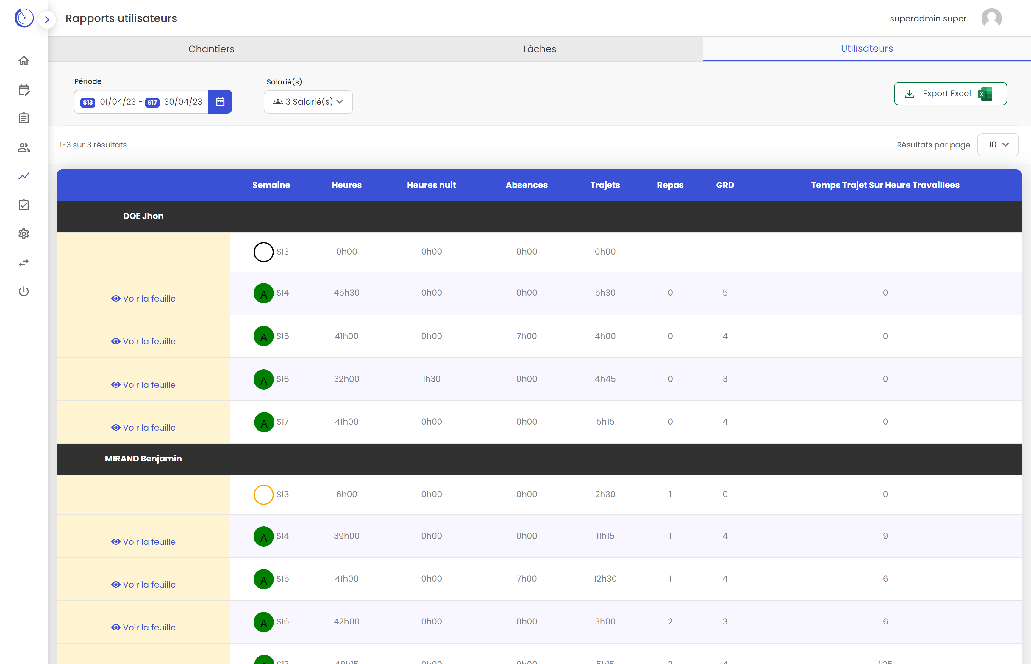 Logiciel de gestion de temps (Kodeva) - Aperçu 2