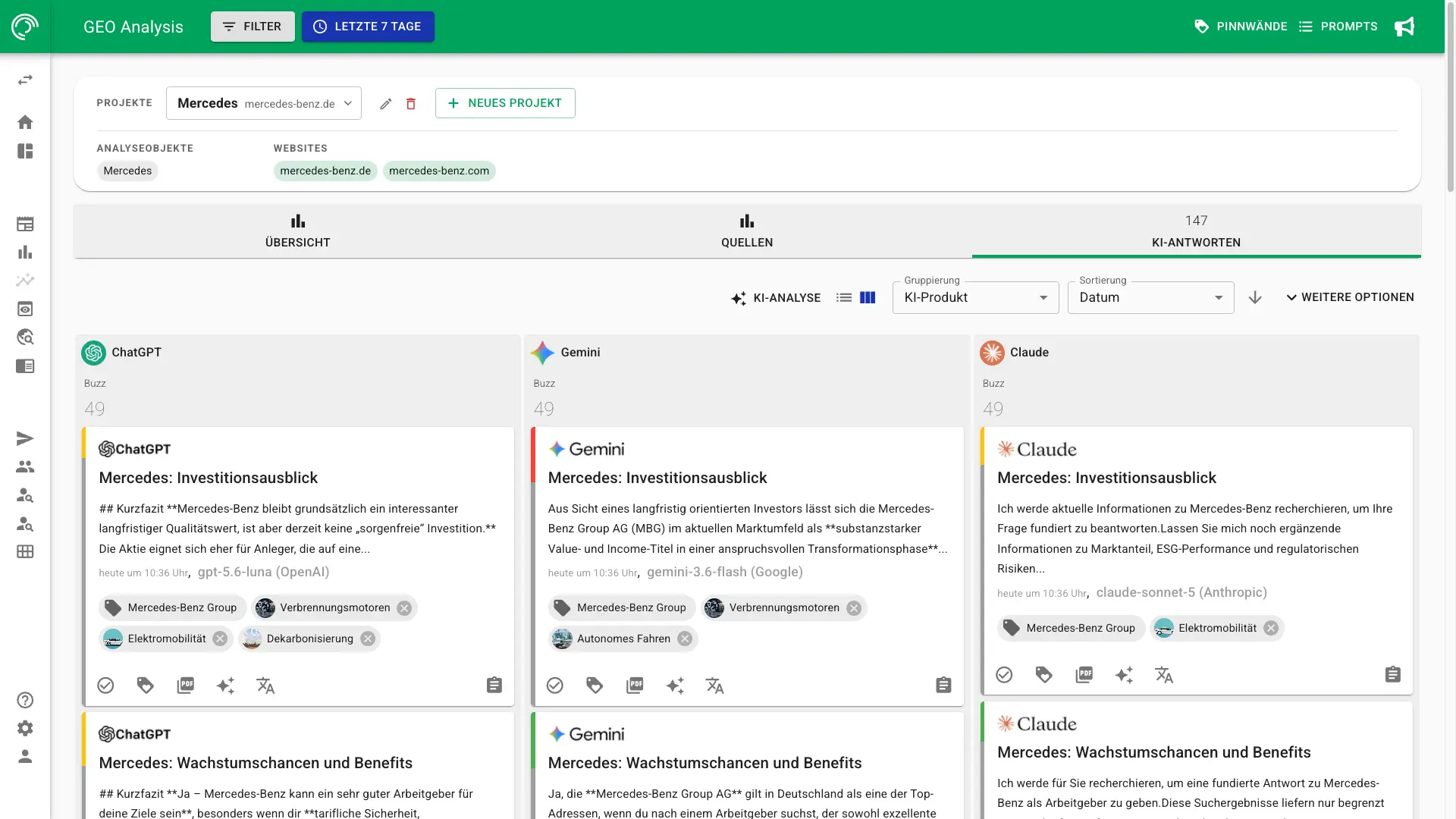 GEO-Analyse in NewsRadar – KI-Antworten