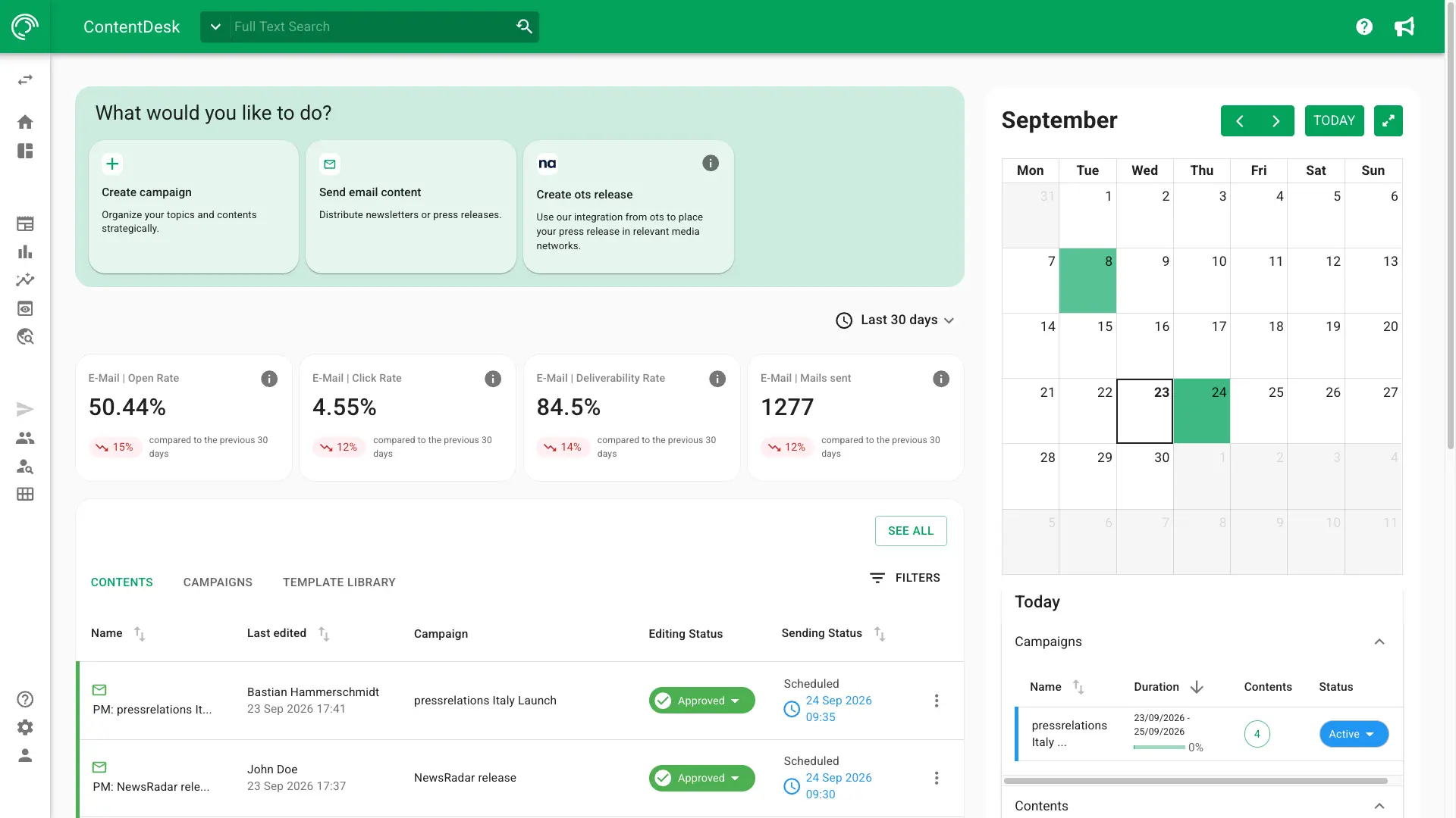 Screenshot of Journalist Outreach dashboard in NewsRadar