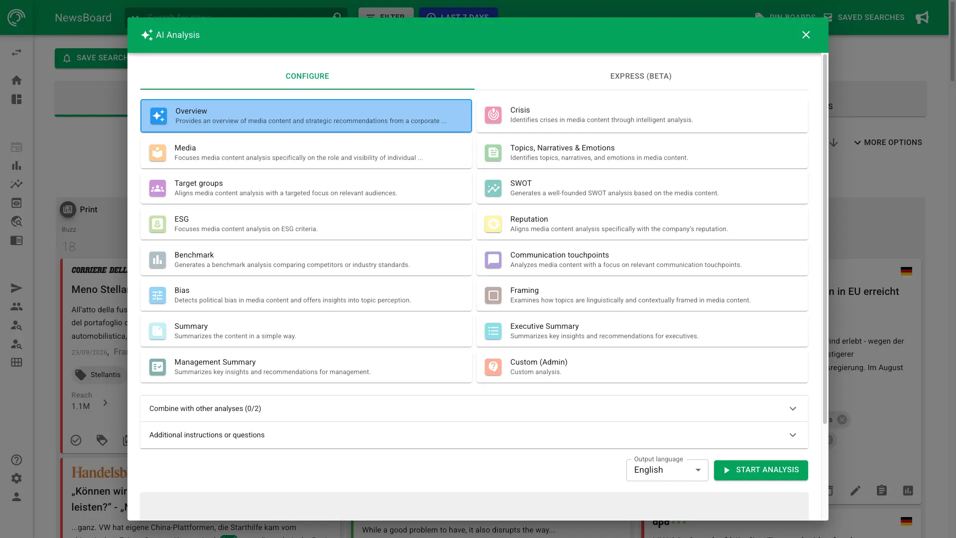 A screenshot of AI analysis in NewsRadar
