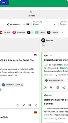 A digital dashboard showing articles and updates.