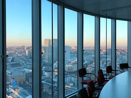 Skyline view from a conference room
