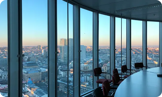 Skyline view from a conference room