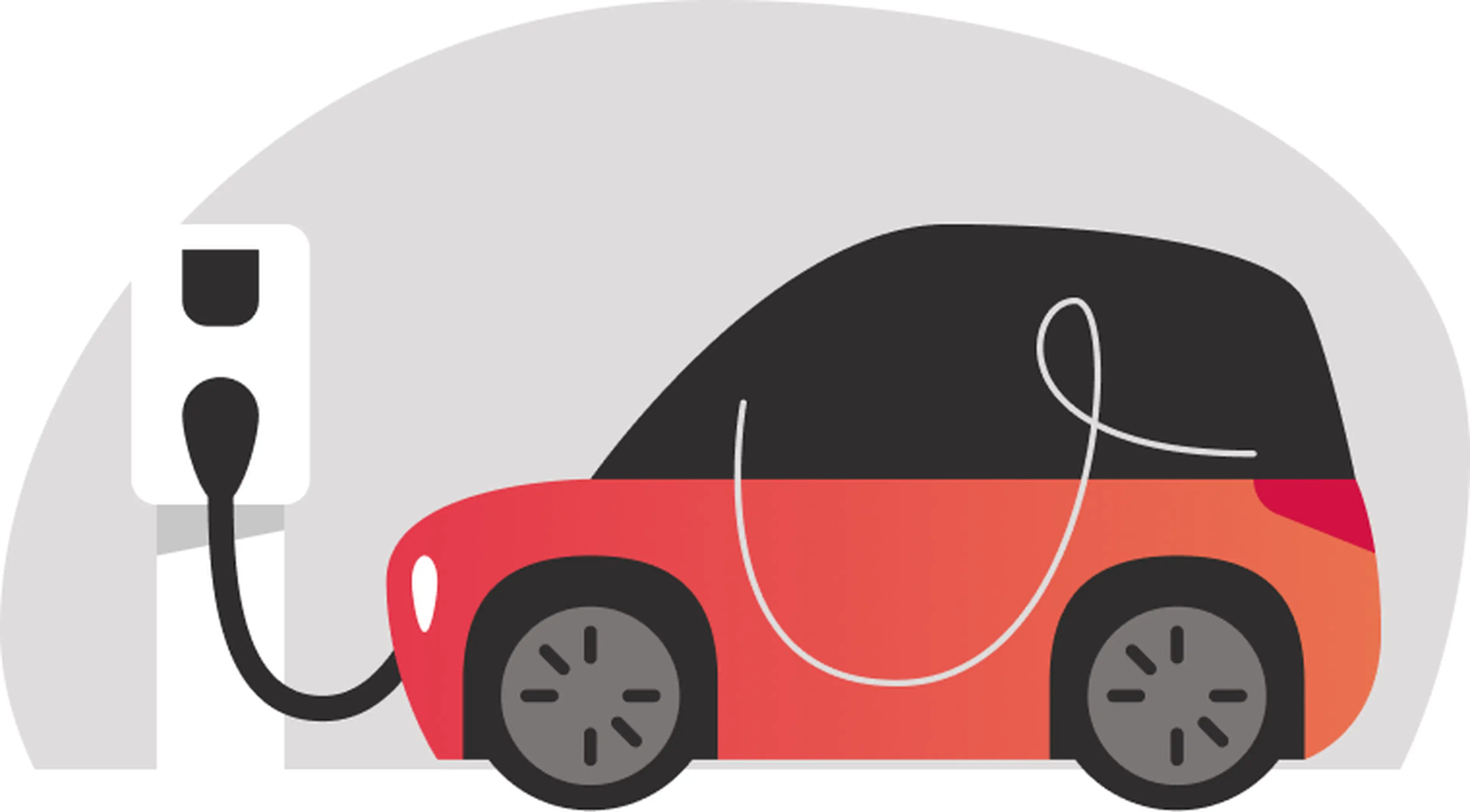 Illustratie van een elektrische auto aan een laadpaal