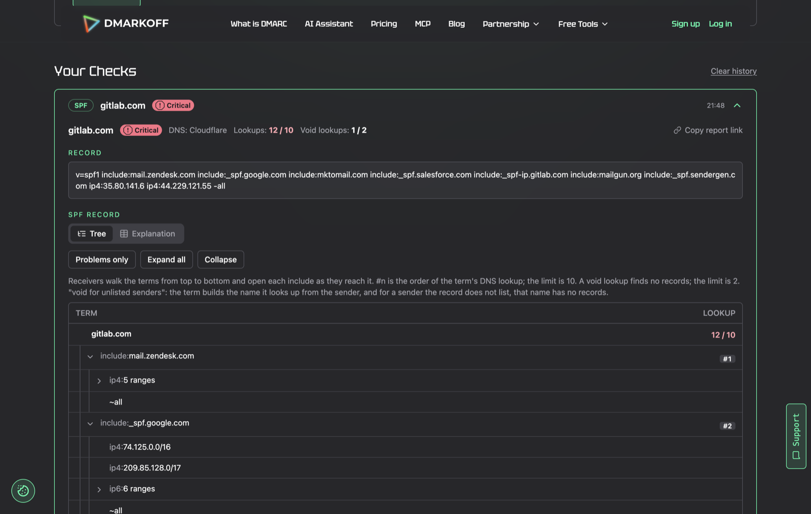 DMARKOFF: a draft for gitlab.com still at 12 of 10 lookups