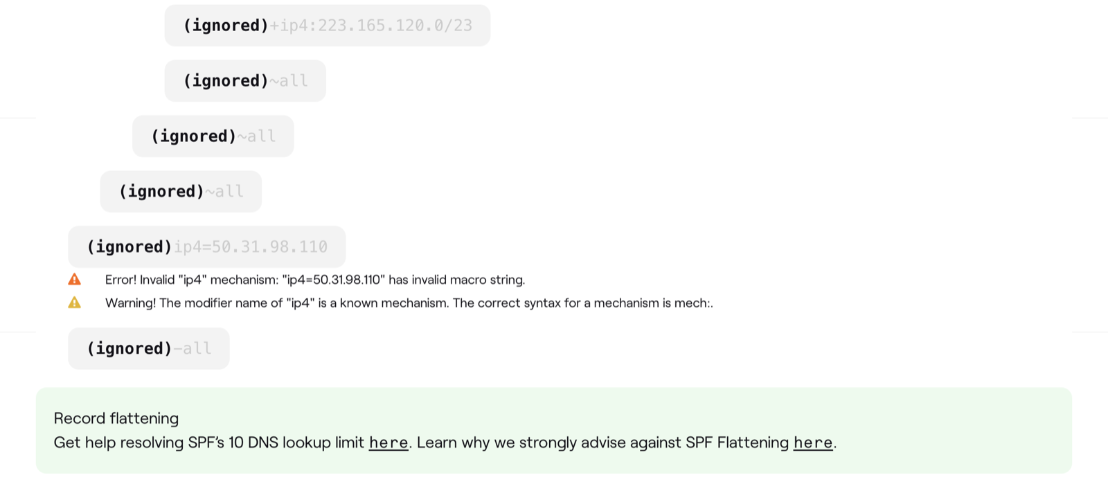 dmarcian: invalid syntax, no terms will be evaluated