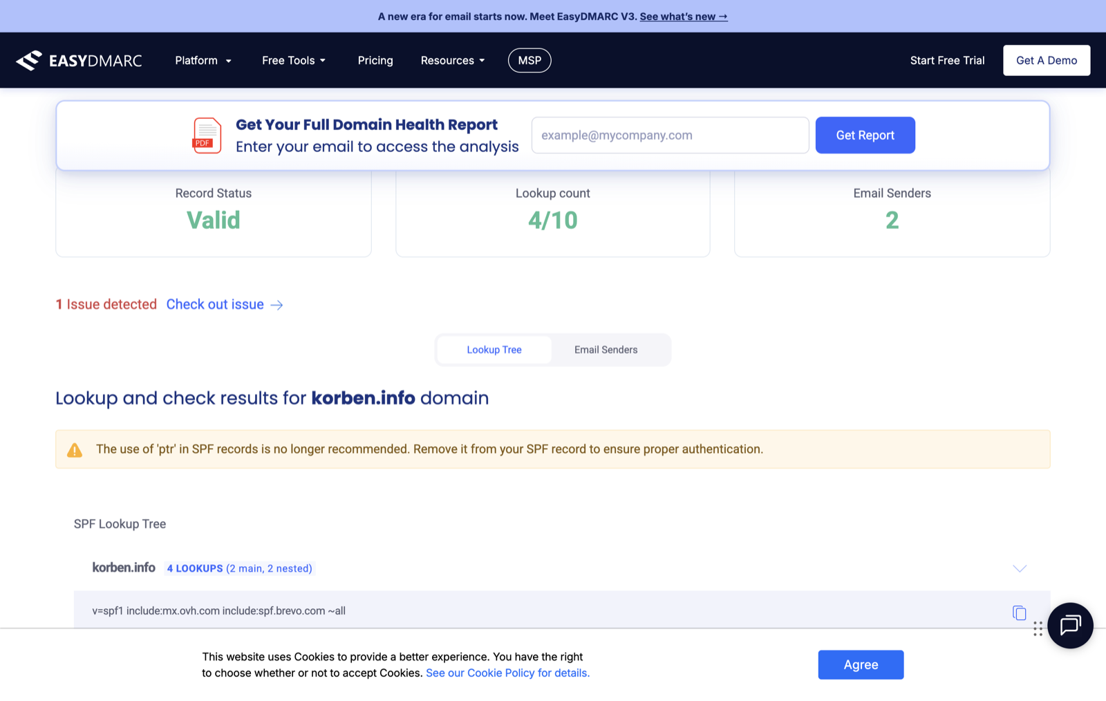 EasyDMARC: remove ptr from your SPF record