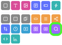 The Add Widgets panel with the Entry Search Widget icon, a magnifying glass, circled in green.