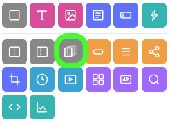 The Add Widgets panel with the Paging Widget icon, three stacked layers, circled in green.