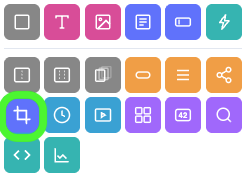 The Add Widgets panel with the Image Editor Widget icon, a crop symbol, circled in green.