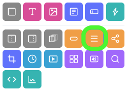 The Add Widgets panel with the Navbar Widget icon, three stacked horizontal lines, circled in green.