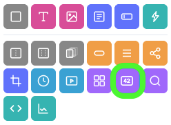 The Add Widgets panel with the Entry Count Widget icon, showing the numeral 42, circled in green.