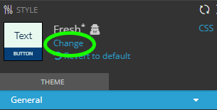 The top of the Style Panel showing the current theme, Fresh, with the Change link circled in green.