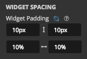 Widget Spacing settings with Widget Padding set to 10 pixels top and bottom and 10 percent left and right.